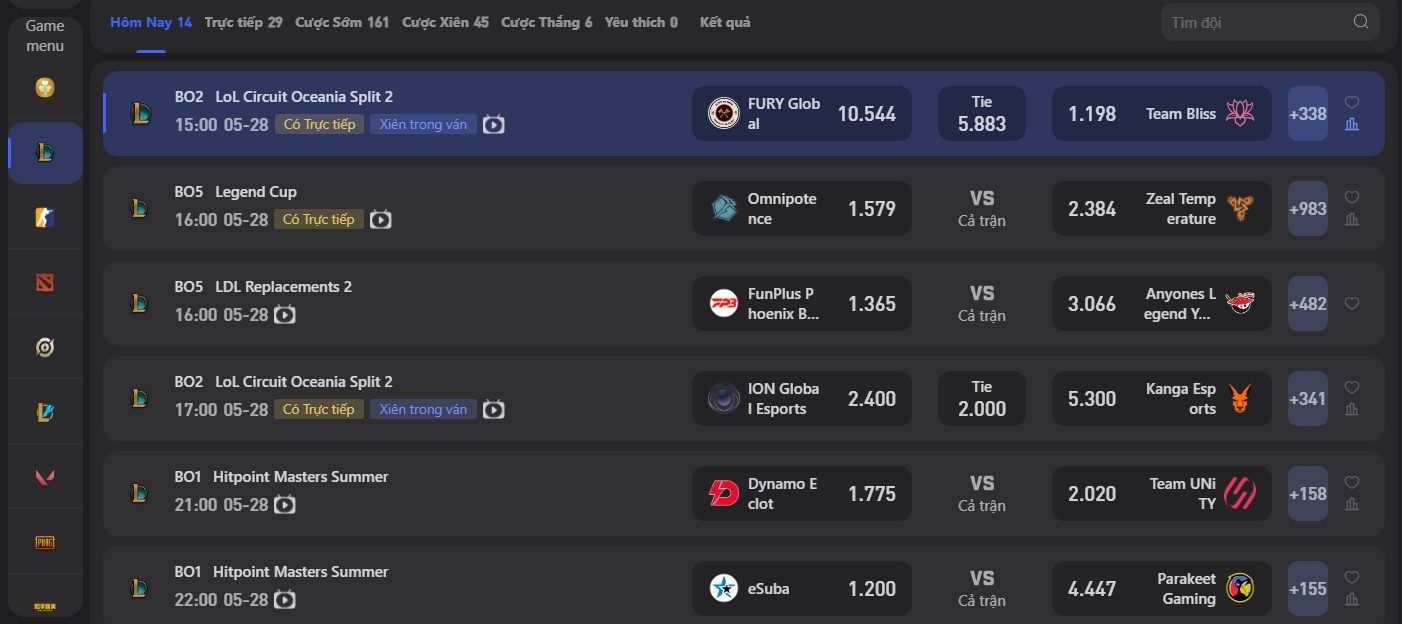 Esports Vsports, sảnh Esports, game Liên Minh Huyền Thoại