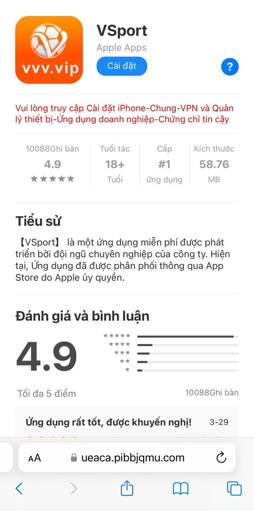 Tải app Vsport dễ dàng cho phiên bản IOS và Android